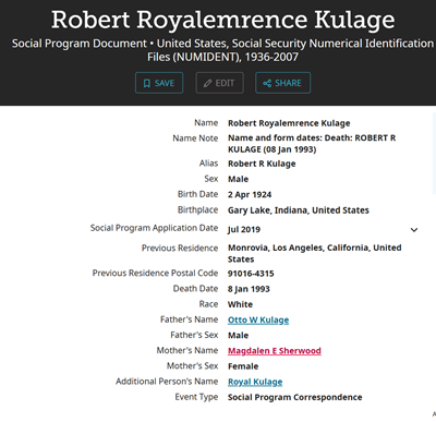 Royal Kulage life into, Class of 1943