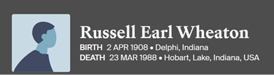 Russell Wheaton life info, Class of 1930