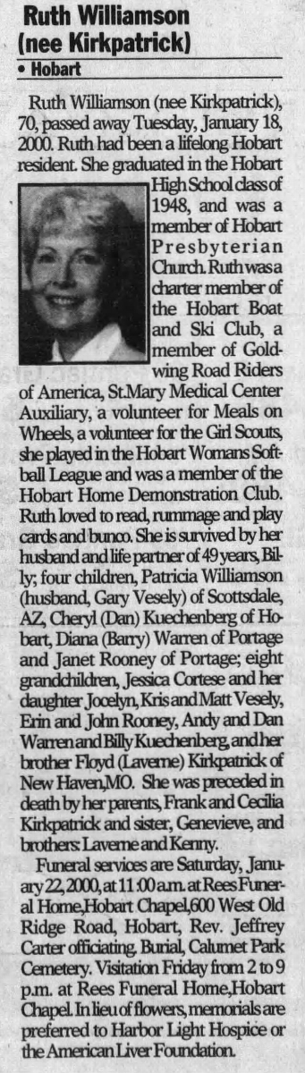 Ruth Kirkpatrick Williamson obit, Class of 1948