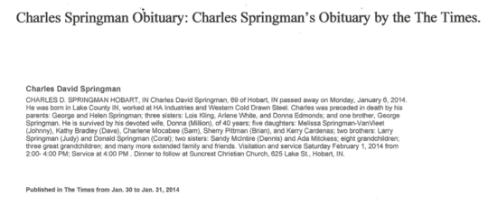 Chuck Springman obituary