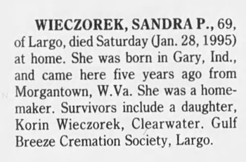Sandra Evelyn Wieczorek obit, Class of 1943