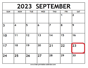 September 2023 calendar