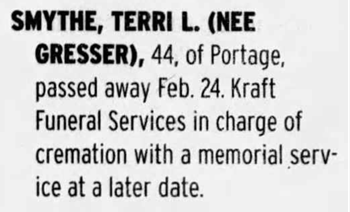 Terri Gresser Smythe obituary notice, Class of 1979