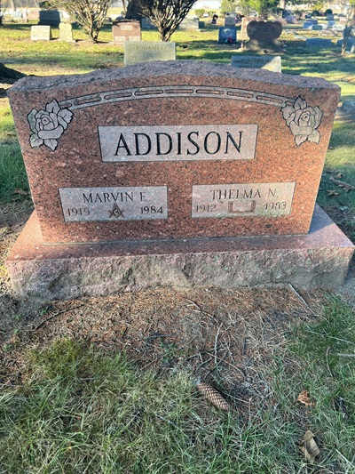 Thelma White Addison gravestone, Class of 1933