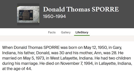 Tom Sporre life info, Class of 1968