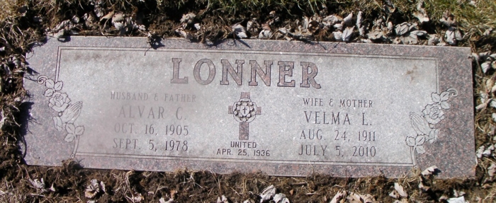 Velma Hooseline Lonner gravestone, Class of 1930