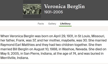 Veronica Eicholz Berglin life info, Class of 1950