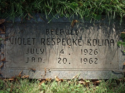 Violet Respecke Kolina gravestone, Class of 1944