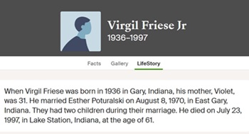 Virgil Friese life info, Class of 1954