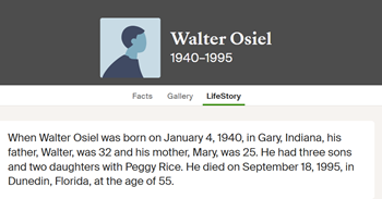 Walter Osiel Jr. life info, Class of 1958