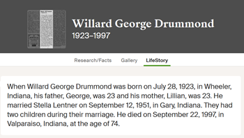 Willar Drummond life info, Class of 1943