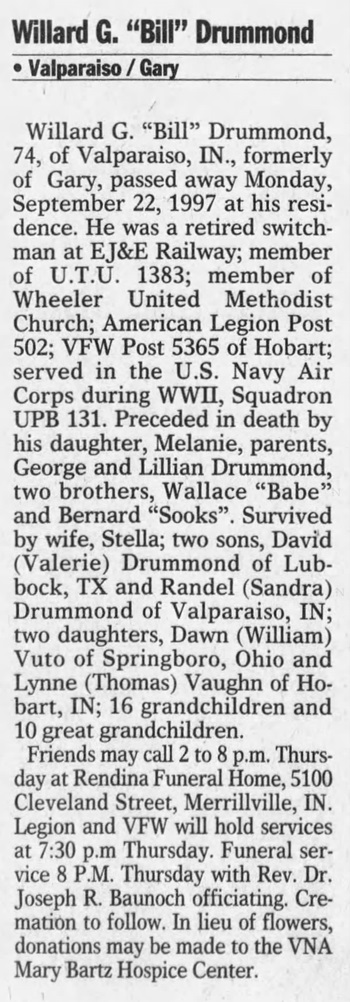 Willard Drummond obit, Class of 1943