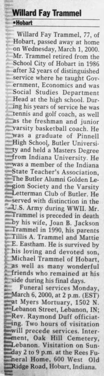 Willard Fay Trammel, Teacher