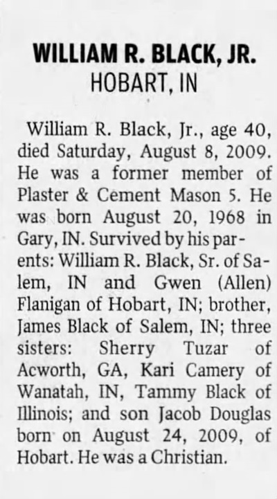 William Bill Black obit article, Class of 1986