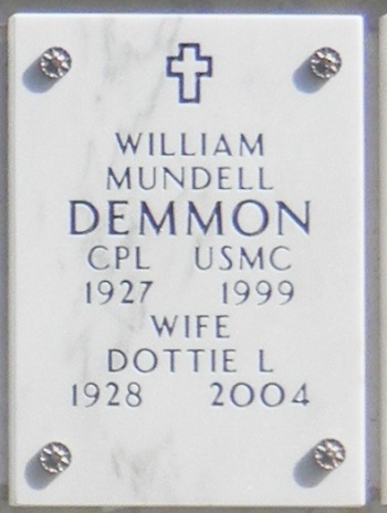 William (Bill) Demmon gravestone, Class of 1945