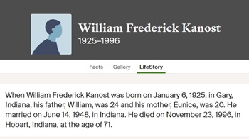 William (Bill) Kanost life into, Class of 1943