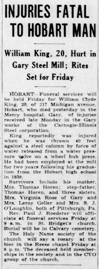 William Clyde King obit article, Class of 1939