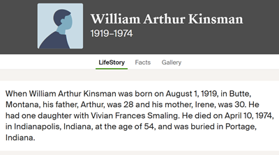 William (Bill) Kinsman marriage info, Class of 1938