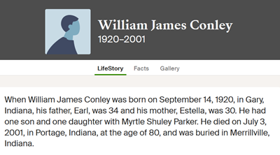 William Conley life info, Class of 1939