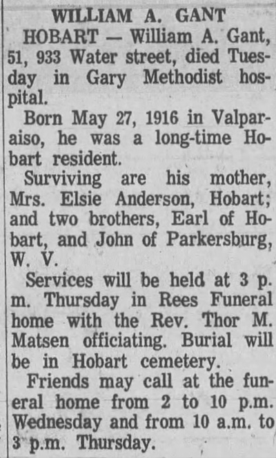 William Gant gravestone, Class of 1934