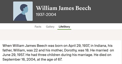 William James (Jim) Beech life info, Class of 1956