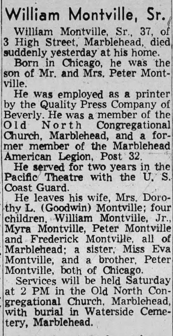 William Montville obit, Class of 1942