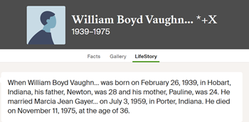 William (Bill) Vaughn marriage info, Class of 1957