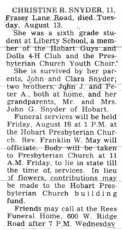 Christine Snyder obit, Class of 1970